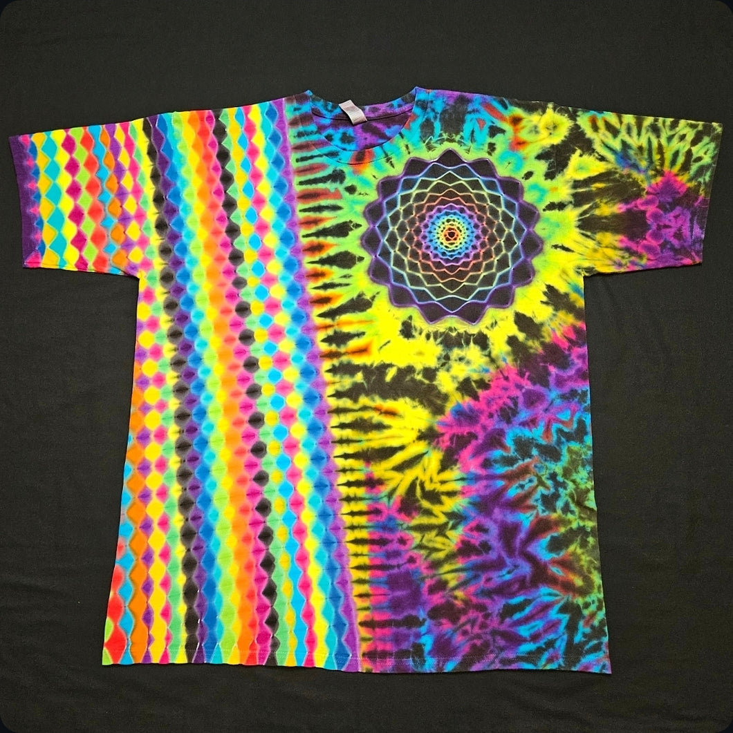 XL. Mandala/ honeycomb combo tee.