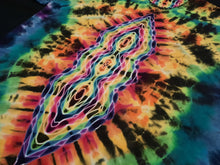 Load image into Gallery viewer, 2XL. Tie dye shirt. Dark rainbow diamond with spine tee.
