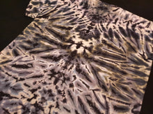 Load image into Gallery viewer, XL. Tie dye shirt. Grey scale mandala/psychedelic scrunch combo tee.
