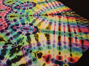 57in.x57in. tie dye tapestry.  Dark rainbow mandala.