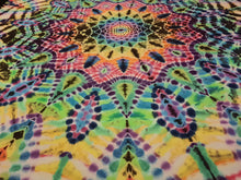 Load image into Gallery viewer, 57in.x57in. tie dye tapestry.  Dark rainbow mandala.
