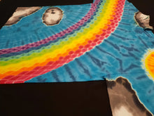 Load image into Gallery viewer, Large. Tie dye shirt. Cloudy with a chance of rainbows tee.
