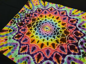 Tie dye bandana, 20inx20in. Dark rainbow mandala.