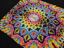 Load image into Gallery viewer, Tie dye bandana, 20inx20in. Dark rainbow mandala.
