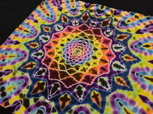 Load image into Gallery viewer, Tie dye bandana, 20inx20in. Dark rainbow mandala.
