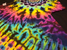 Load image into Gallery viewer, Large. Tie dye shirt. Psychedelic pleat/mandala combo tee.
