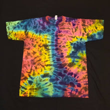 Load image into Gallery viewer, Medium. Tie dye shirt. Dark rainbow scrunch tee.
