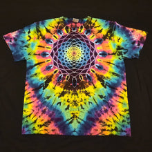 Load image into Gallery viewer, XL. Tie dye shirt. Mandala/psychedelic scrunch combo tee.
