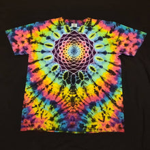 Load image into Gallery viewer, Large. Tie dye shirt. Mandala/psychedelic scrunch combo tee.
