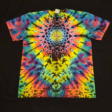 Load image into Gallery viewer, Large. Tie dye shirt. Mandala/psychedelic scrunch tee.
