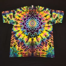 Load image into Gallery viewer, 2XL. Tie dye shirt. Mandala/psychedelic scrunch combo tee.
