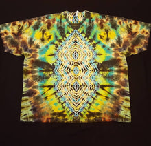 Load image into Gallery viewer, 3XL. Tie dye shirt. Black forest diamond fusion with spine tee.
