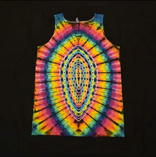 Load image into Gallery viewer, Small. Tie dye tank top. Dark rainbow third eye tank.
