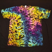 Load image into Gallery viewer, 2XL. Tie dye shirt. Dark rainbow scrunch tee.
