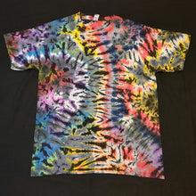 Load image into Gallery viewer, XL. Tie dye shirt. Rainbow and grey scrunch tee.
