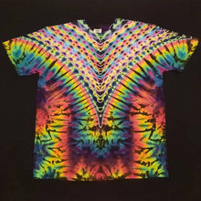 Load image into Gallery viewer, Large. Tie dye shirt. Psychedelic pleat V tee.
