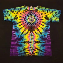 Load image into Gallery viewer, Large. Tie dye shirt. Mandala/diamond combo with spine tee.
