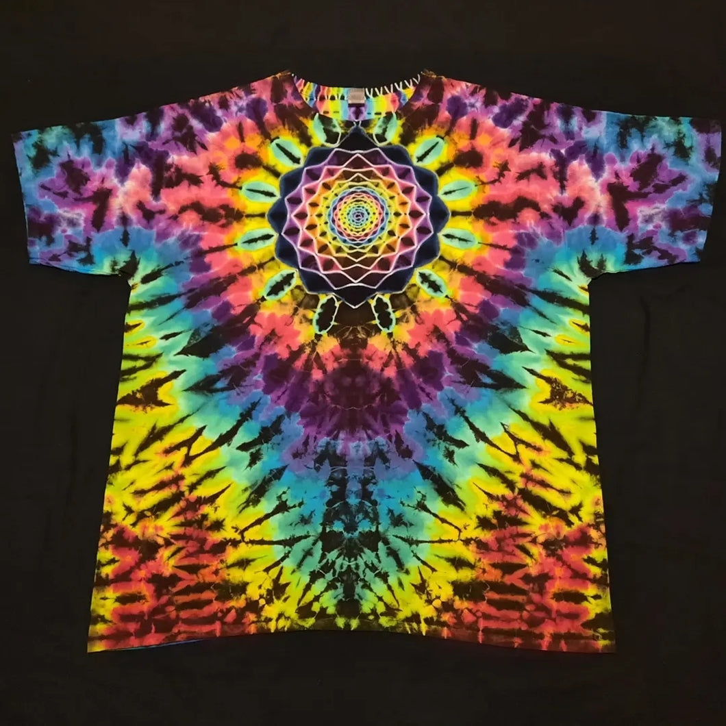 2XL. Tie dye shirt.  Mandala/spine combo tee.