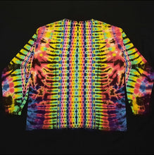 Load image into Gallery viewer, XL. Tie dye long sleeve. Mandala/spine combo with diamond sleeves tee.
