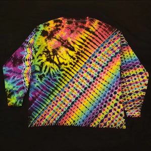 XL. Tie dye long sleeve. Diamond fusion/ psychedelic pleat combo tee.