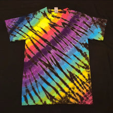 Load image into Gallery viewer, Small. Tie dye shirt. Rainbow stripes tee.
