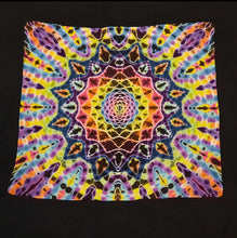 Load image into Gallery viewer, Tie dye bandana, 20inx20in. Dark rainbow mandala.
