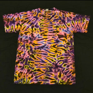 Medium. Tie dye shirt. High contrast scrunch tee.
