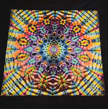 Load image into Gallery viewer, Tie dye tapestry, 58inx58in. Dark rainbow mandala.
