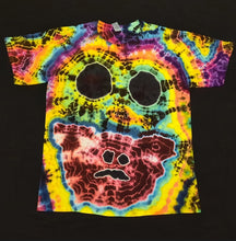 Load image into Gallery viewer, Large. Tie dye shirt. Many faces rainbow tee.
